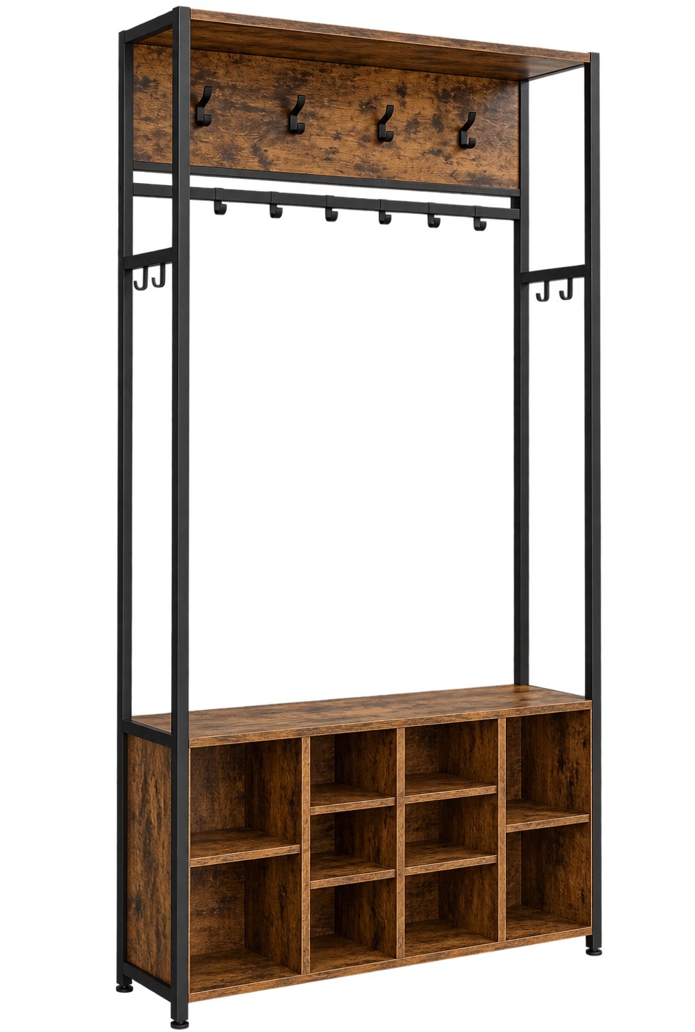 Sello! kapstok met schoenrek – zitbank tot 125kg – garderobekast – verstelbare haken – verstelbare planken – 32 × 100 × 180 cm