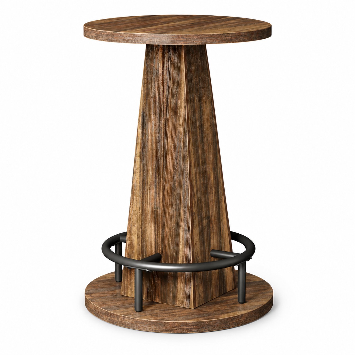 DMG Supply Bartafel - Rond - Ø 60 x 95 cm - Met Voetensteun - Bruin en Zwart
