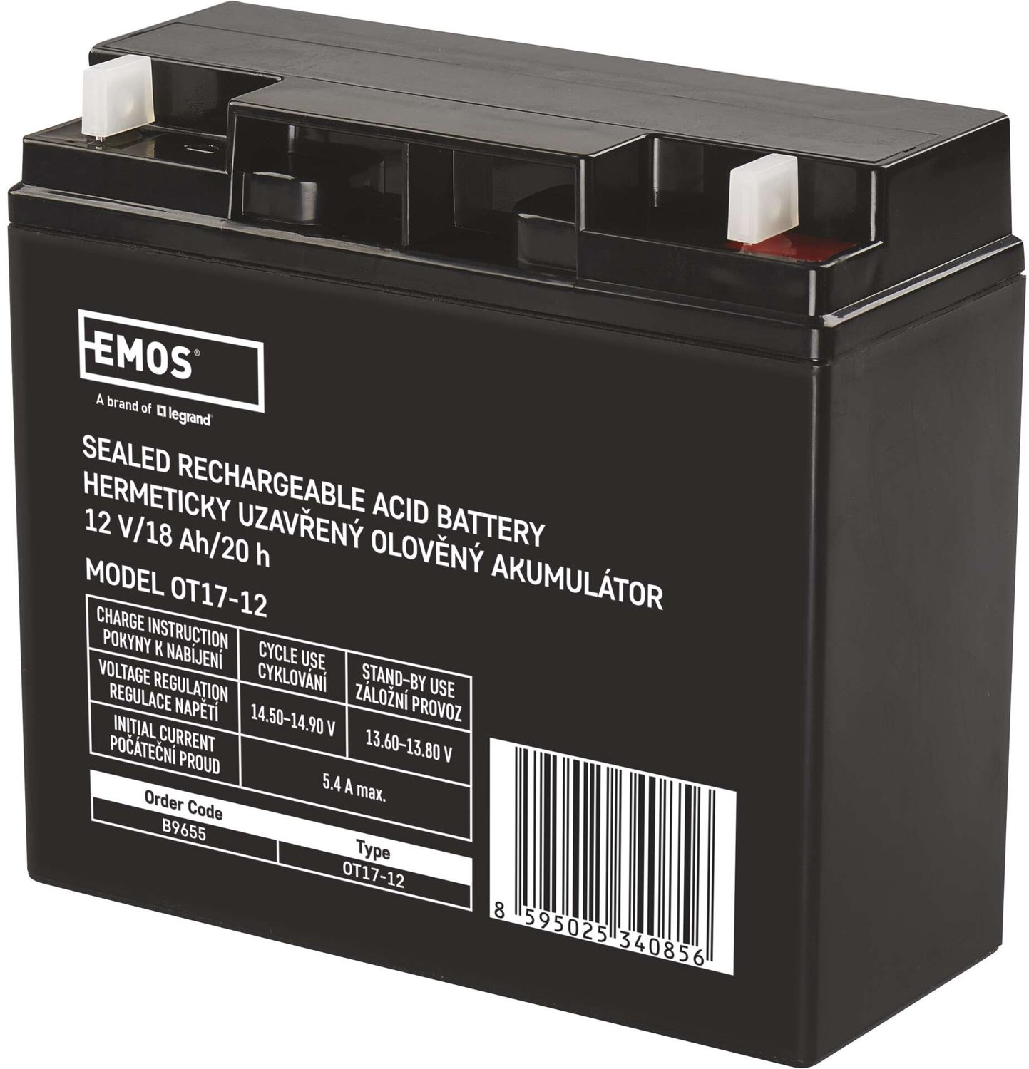 EMOS Onderhoudsvrije loodaccu 12 V/18 Ah, B9655