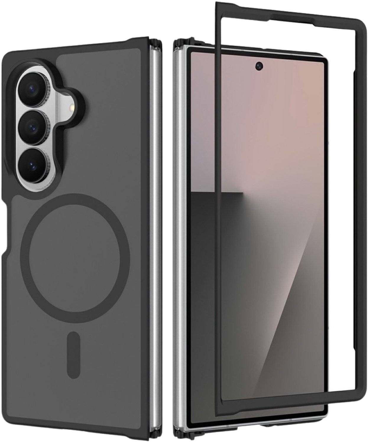 Casety Geschikt voor Samsung Galaxy Z Fold 8 Ultra backcover hoesje met magnetisch ondersteuning - Zwart