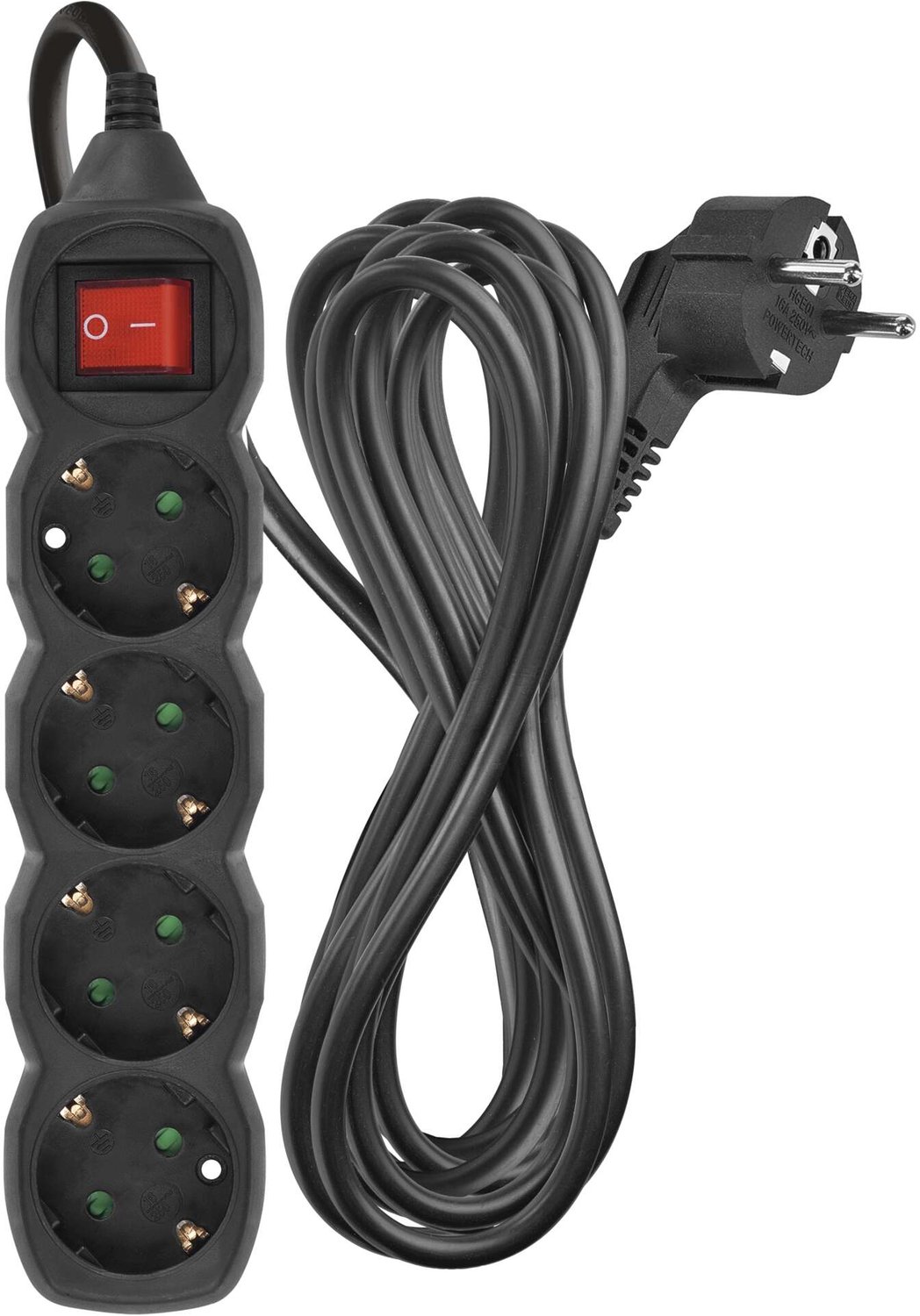 EMOS Verlengsnoer 5 m / 4 stopcontacten / met schakelaar / zwart / PVC / 1,5 mm², PC1425R