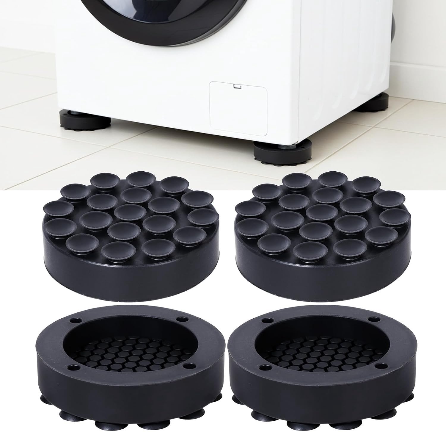 Anti-vibratiemat set van 4 voor wasmachines - Trillingsdempers, antislip onderlaag en stabiliteit voor wasmachines