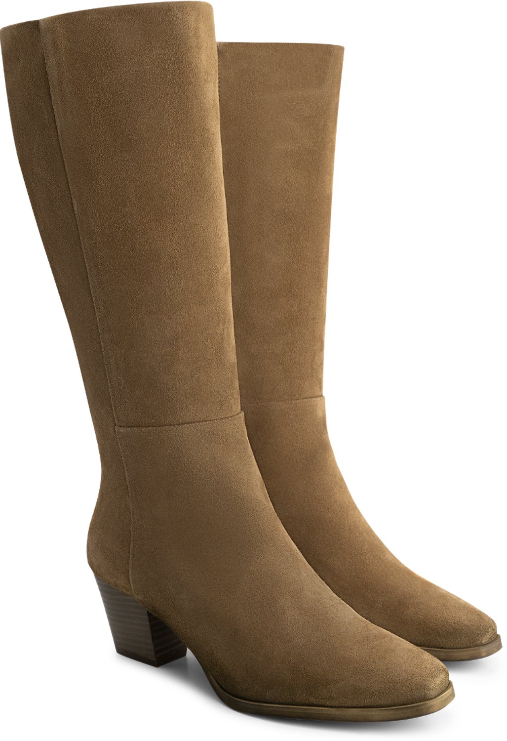 Jilsen Dames Laarzen Brede Schacht en Laarzen Brede Kuiten Faye Suede in Taupe Kuitomtrek 48 cm, schoenmaat 43