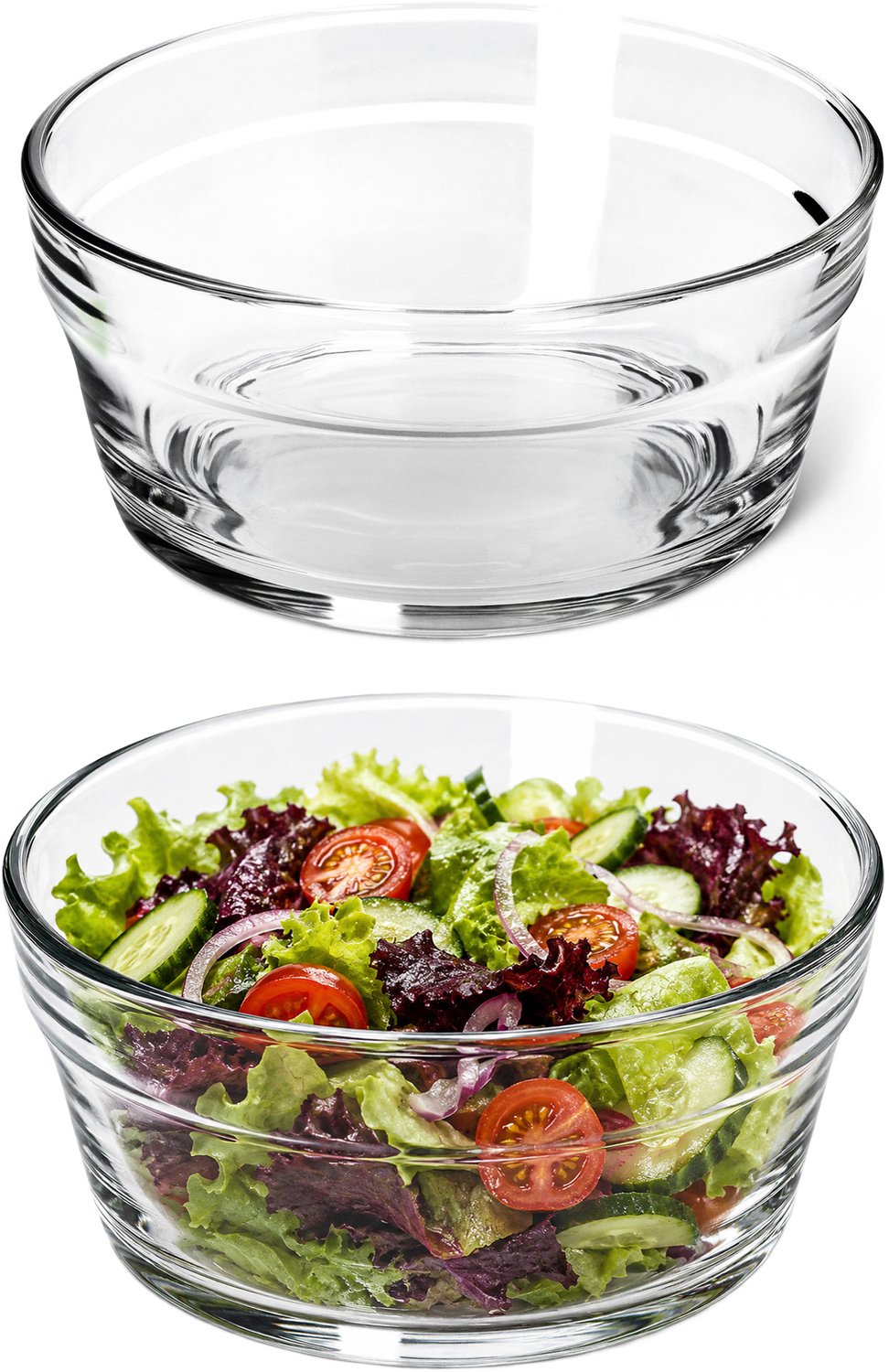 KADAX Saladeschaal, serveerschaal van glas, vaatwasmachinebestendige snackschaal, hoogwaardige fruitschaal, transparante dessertkom, glazen schaal (diameter 14 cm, 1 stuks)