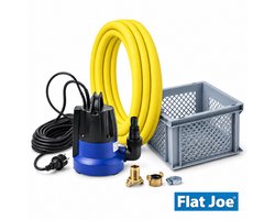 Flat Joe ® - Plug&Play set VIP+ vlakzuigende dompelpomp tot 1mm - 7mtr Trico waterslang 1" - incl. geka's, slangklem en krat - wateroverlast - FlatJoe - dweilpomp - vlakzuiger - kelderpomp - vlakzuigpomp - hoogwater set