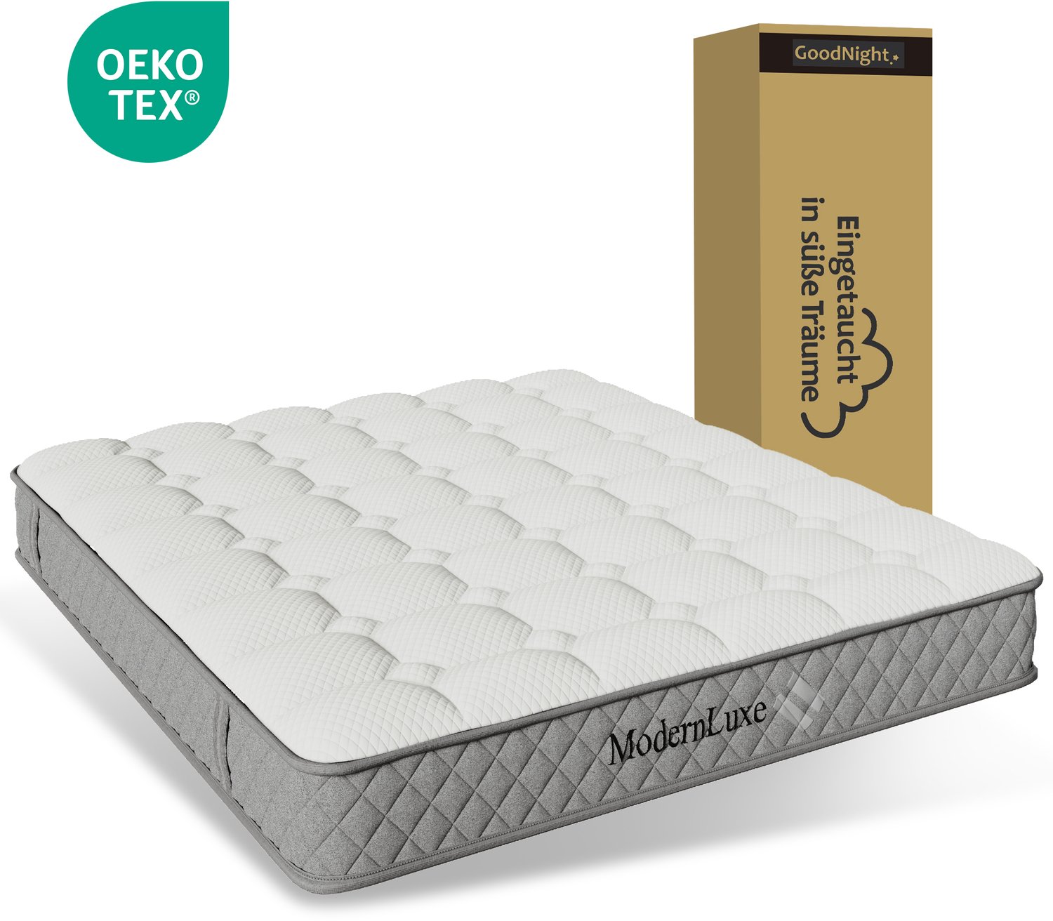Gestoffeerd Bed 140x200 Met Matras - Tweepersoonsbed Met Lattenbodem En Hoofdbord - Grijs Linnen Bedframe Met Pocketverenmatras H3