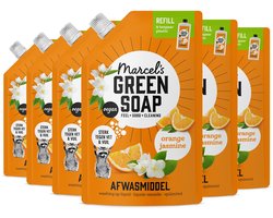 Marcel's Green Soap Afwasmiddel Navulling - Sinaasappel & Jasmijn - 6 x 500 ml