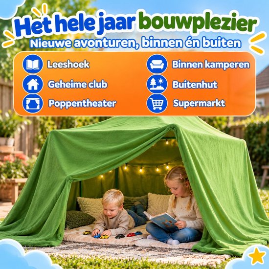 Guardyan Fort Bouwpakket 120 Onderdelen - Hut Bouwen - Speeltent - Bouwspeelgoed - Educatief Speelgoed - Constructiespeelgoed - Speelgoed 3 Jaar - Jongens Meisjes — afbeelding 4
