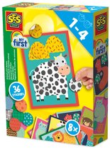 SES Creative My First Dierenstickers Plakken - 8 Kaarten met 36 Stickers - Vanaf 1 Jaar - Stickeren - Motorische Ontwikkeling - Schoencadeautjes Sinterklaas