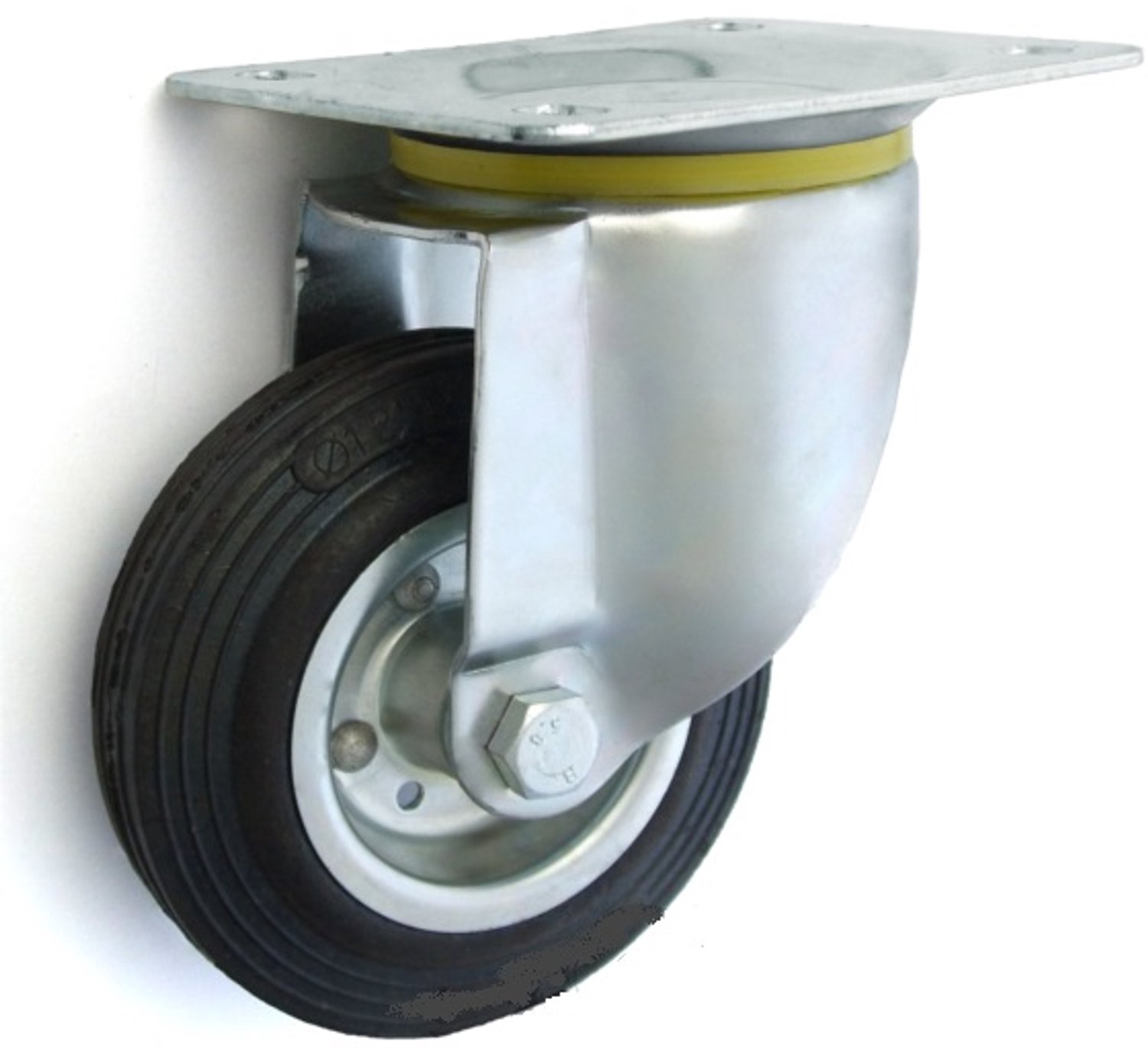 Zwenkbaar Metalen Rubber Wiel 80mm - Zonder Rem