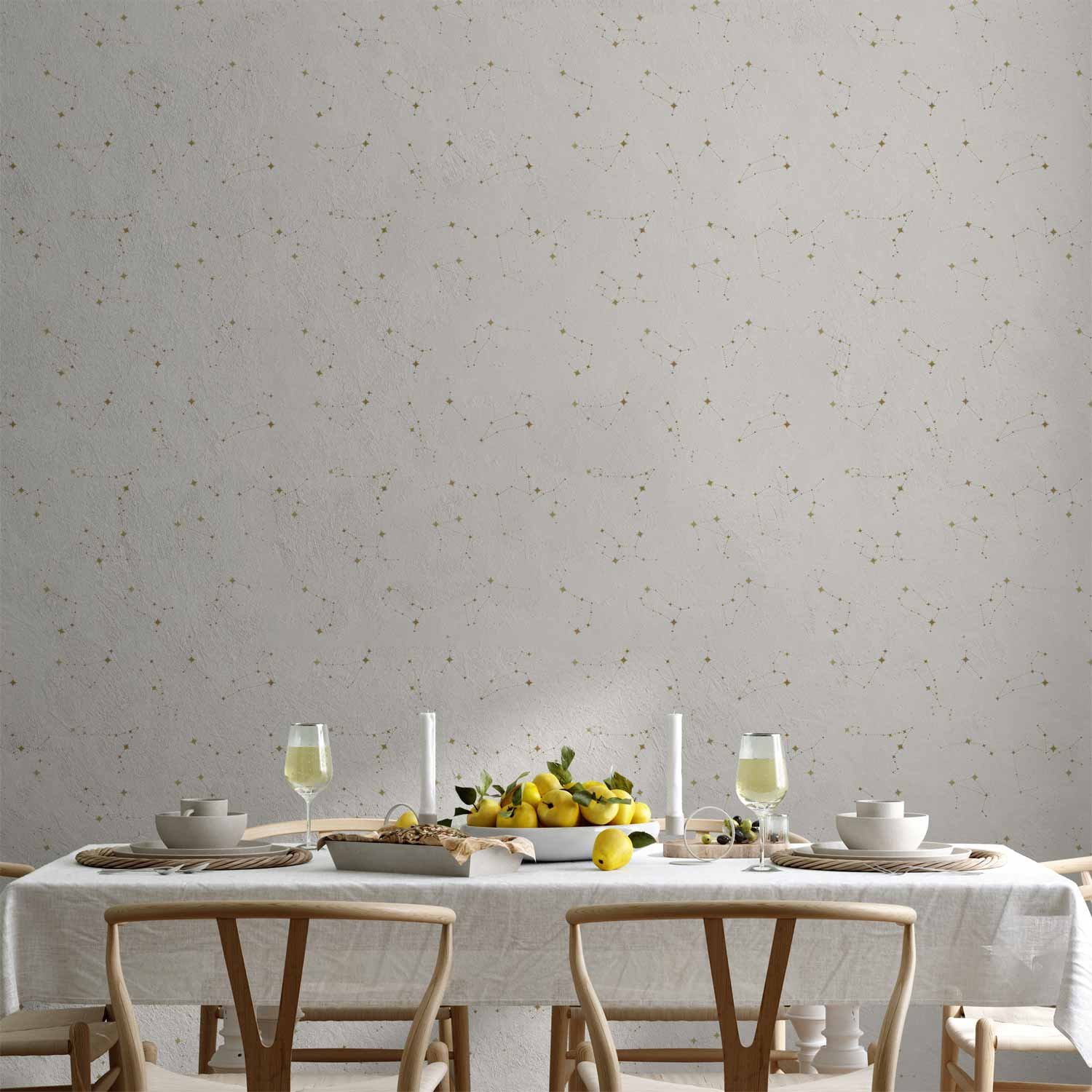 Behang - Star Map - Delicate Constellations in Warm Shades.