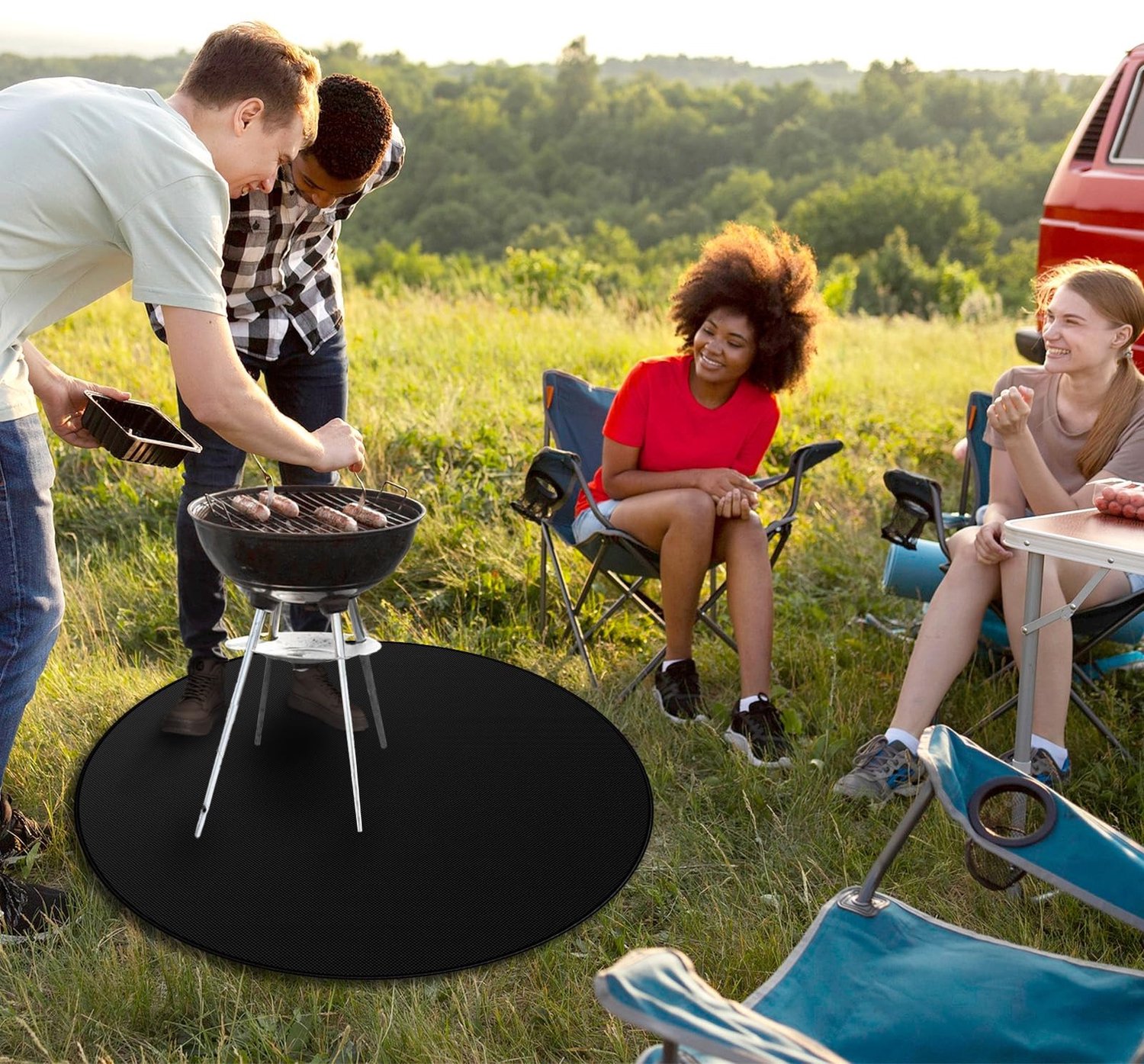 Famanu – Ronde Vuurvaste Mat, 120cm BBQ Beschermmat voor Buiten en Binnen