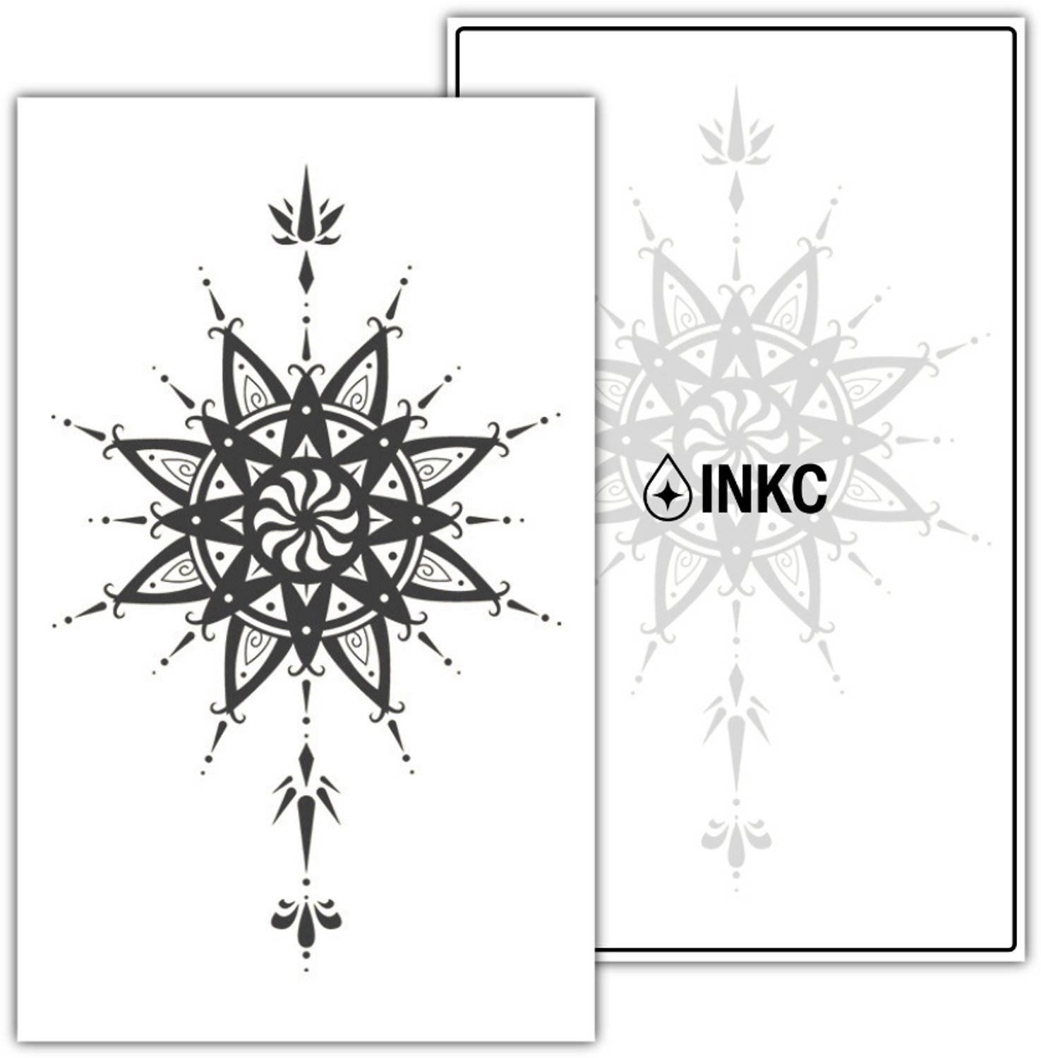 INKC - Tijdelijke Tattoo - Mandala Ster - Nep Tattoo - Plak Tattoos - Blijft tot 2 weken - 11 x 18cm