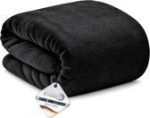 Beautissu Aurelia - Woondeken & Plaid - 150x200 cm - Zwart - Zachte microvezel fleece