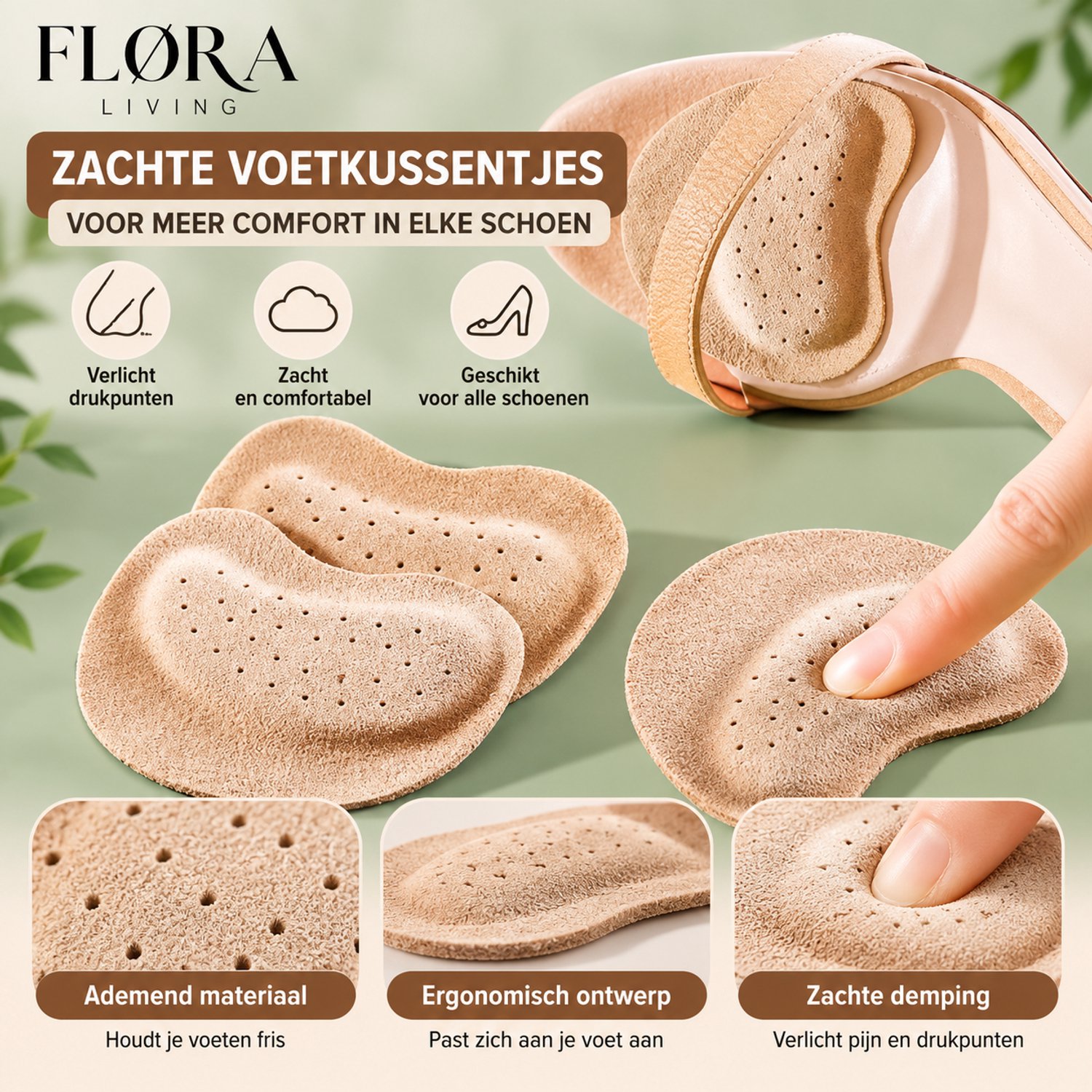 Voorvoetkussentjes - Schoen Pads Bal van de Voet - Antislip - Zelfklevend - FLØRA Living