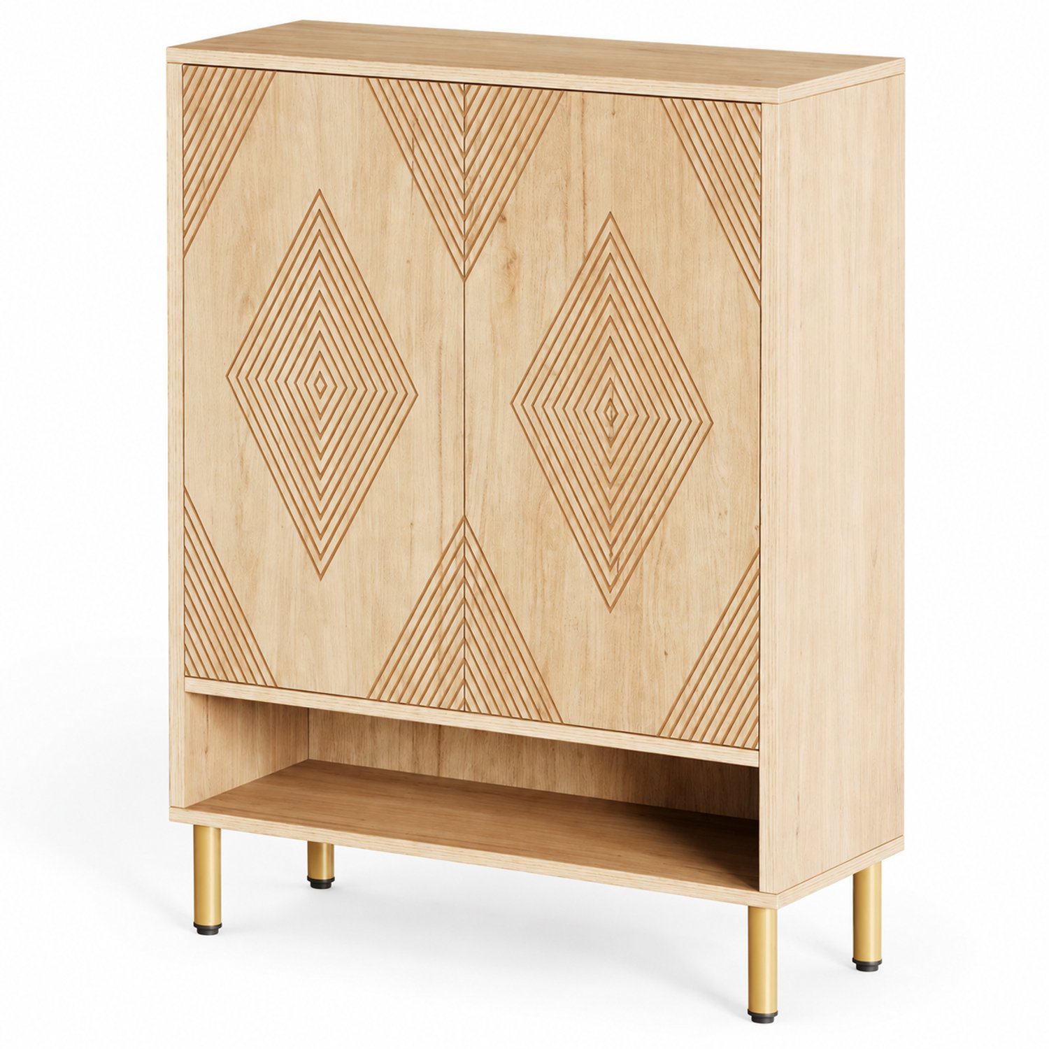 DMG Supply Schoenenkast - Voor 22-25 Paar - Met Verstelbare Planken - 73 x 35 x 115,5 cm - Bruin en Goud