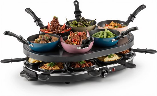 SNJY® Gourmetstel - Gourmetplaat - Gourmet Elektrisch - 8 Personen - 1200 W - Zwart — afbeelding 4