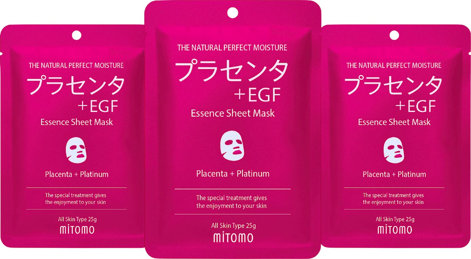 MITOMO Gezichtsmasker Placenta & Platina - Anti Rimpel & Anti Aging Sheet Mask - Gezichtsverzorging - 3 Stuks