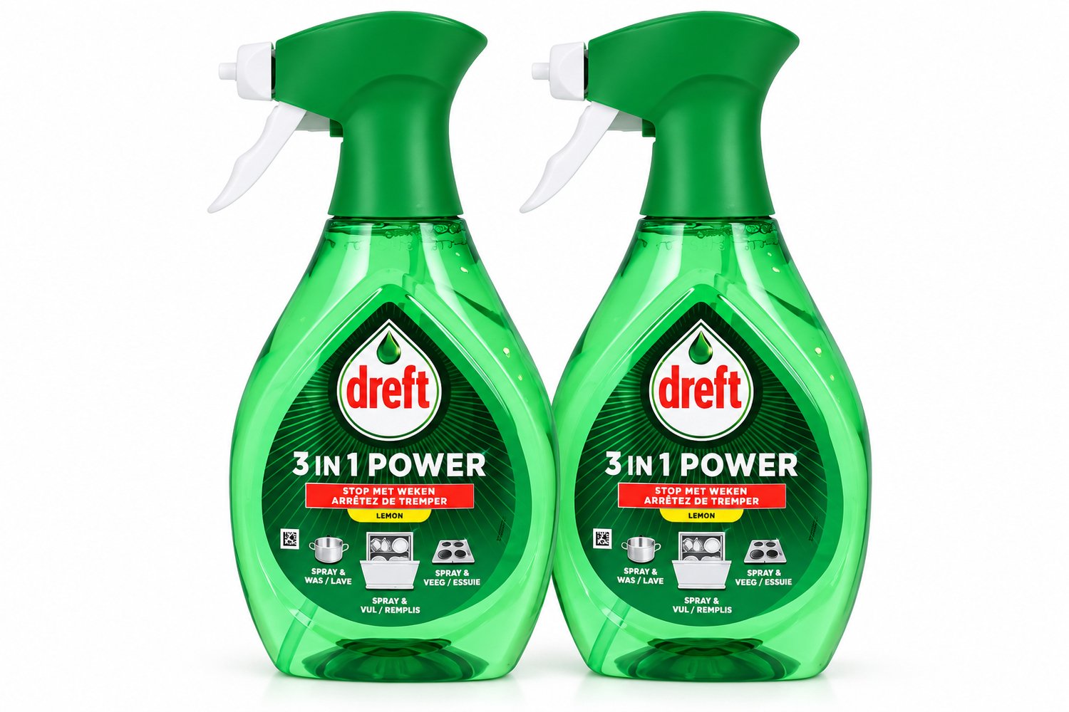 Dreft 3 in 1 Power Lemon Reinigingsspray – 2 Stuks – Multifunctionele Reiniger