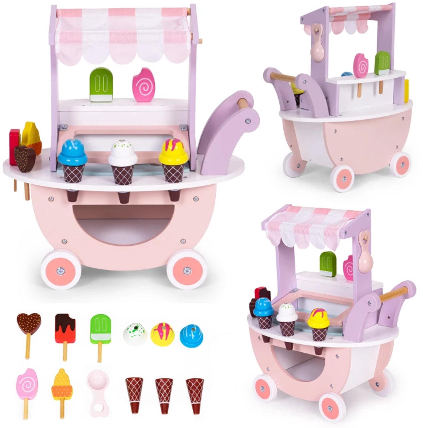 ECOTOYS Houten IJskar - 12-delig - Magnetisch IJs - Vanaf 3 Jaar
