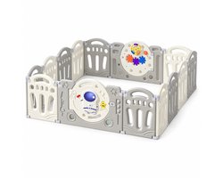 Livista Grondbox Baby –160x153x49cm – 12+2 Panelen – Inklapbare Speelbox – Met Zuignappen – Inclusief Kruipmat & Speelballen – Veilig Kinderbox Playpen