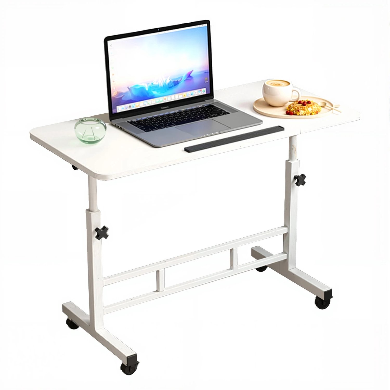 Gudalio Bureau - Mobiele Computertafel - In hoogte verstelbaar 65–87 cm - Inklapbaar - 180° Kantelbaar - Compact - 60 x 40 cm - Wit