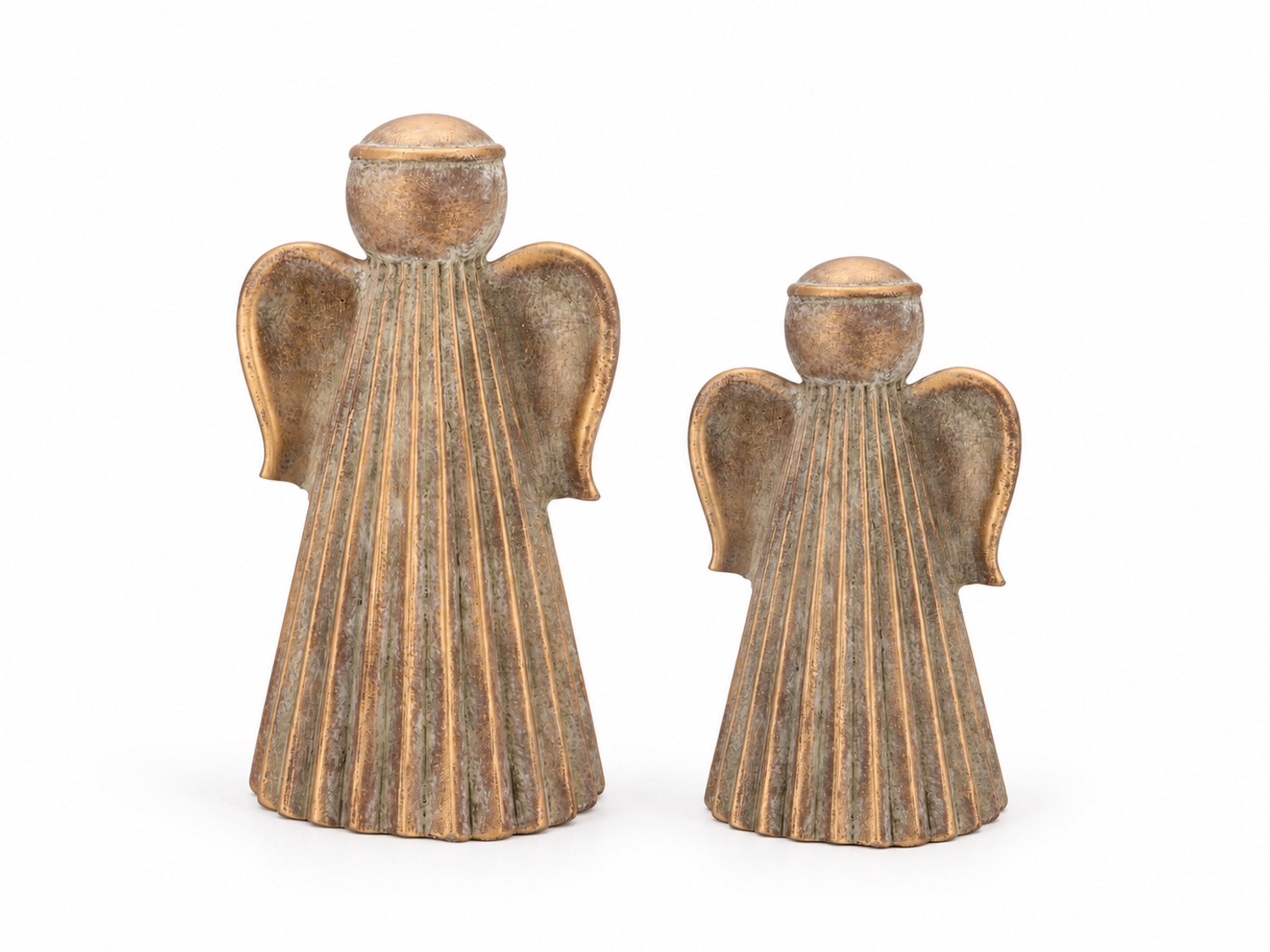 Daan Kromhout - Engel - Set van 2 - Beton - 10x16 en 9x12 - Goud/Grijs - Angel - Kerst - Woondecoratie