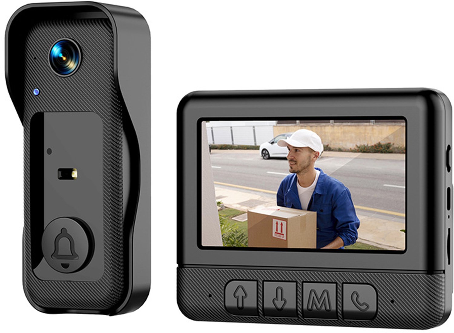NAXSIR Slimme videodeurbel met 4,3‑inch binnenscherm, nachtzicht, 130° groothoek en tweerichtingsaudiocommunicatie