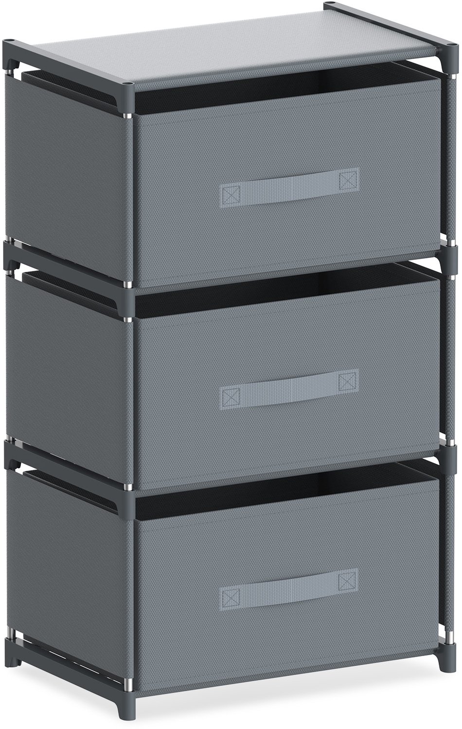 Soontrans - Ladekast met 3 Stoffen Lades - Dressoir en Opbergkast - Kast met Lades voor Slaapkamer - Woonkamer - Hal - Keuken en Kantoor - Compact Opbergrek - 40 x 26 x 67 cm - Grijs