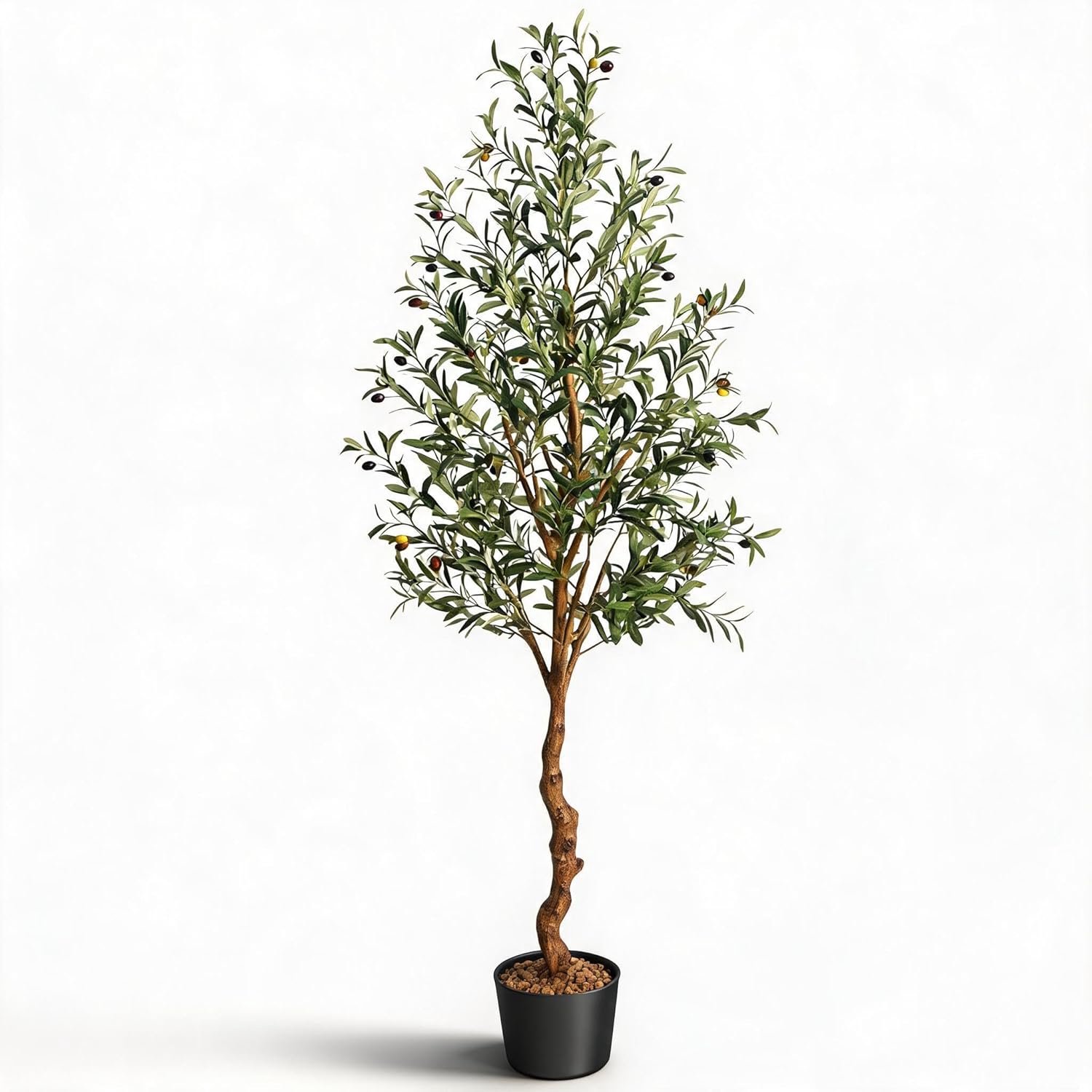 Kunstmatige Olijfboom - Kunstplant met Realistische Bladeren en Olijven - Betonnen Pot - 6FT Droog Gras - Binnen Decoratie - Woondecoratie