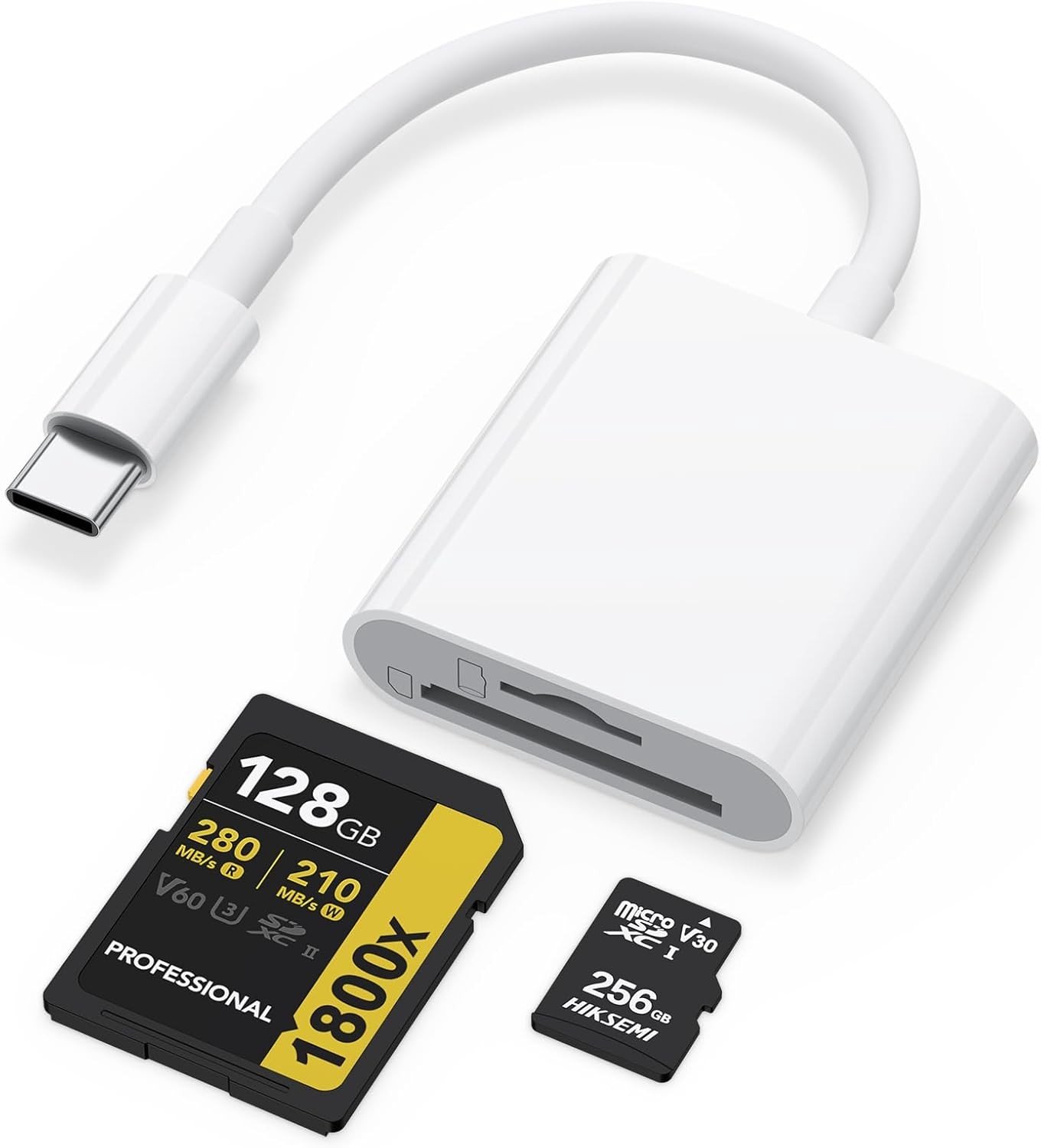 USB C 2.0 SD Kaartlezer voor SD + TF Kaarten - 3-in-1 Externe Geheugenoplossing voor Smartphones en Tablets met OTG Ondersteuning
