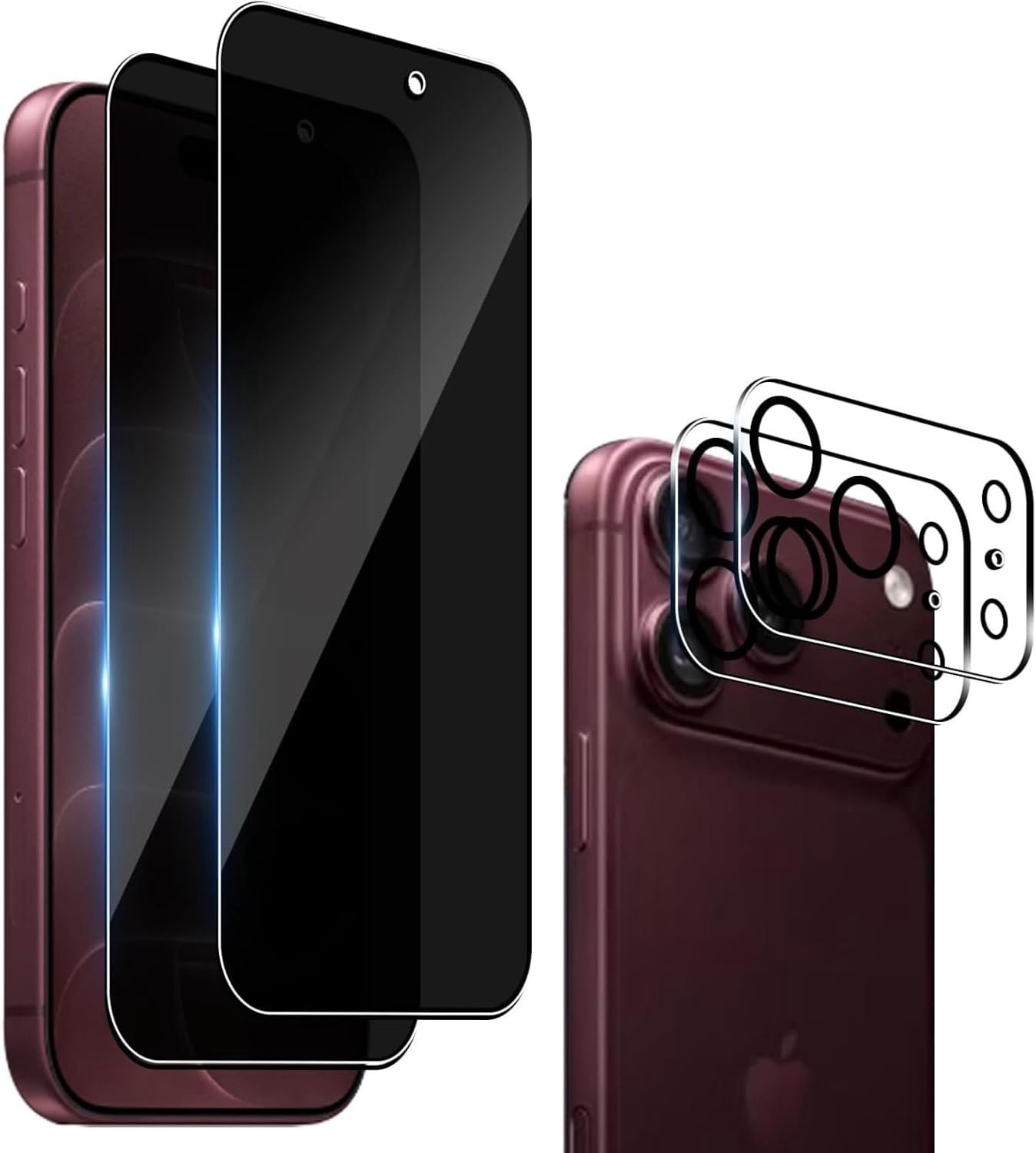 Screen Protector voor iPhone 18 Pro, 2 stuks Pantserbescherming Glasfolie met 2 stuks Camerabescherming, Beschermglas Antikras, Gehard Glas 9H