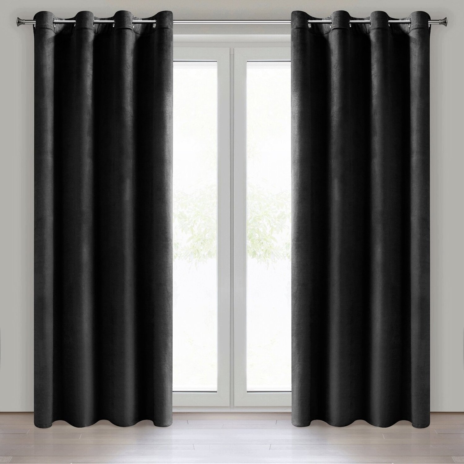 Zwarte Velours Gordijn 140x250 cm - Verduisterend, Gootje