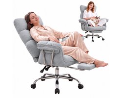 Dowinx Game stoelen - Gamestoel grijs - Ergonomische Gamestoel - Grote Bureaustoel - Gamestoel met voetsteun - Verstelbare Gamingstoel - Tot 181 kg - Game bureaustoel chair - Teddy fleece