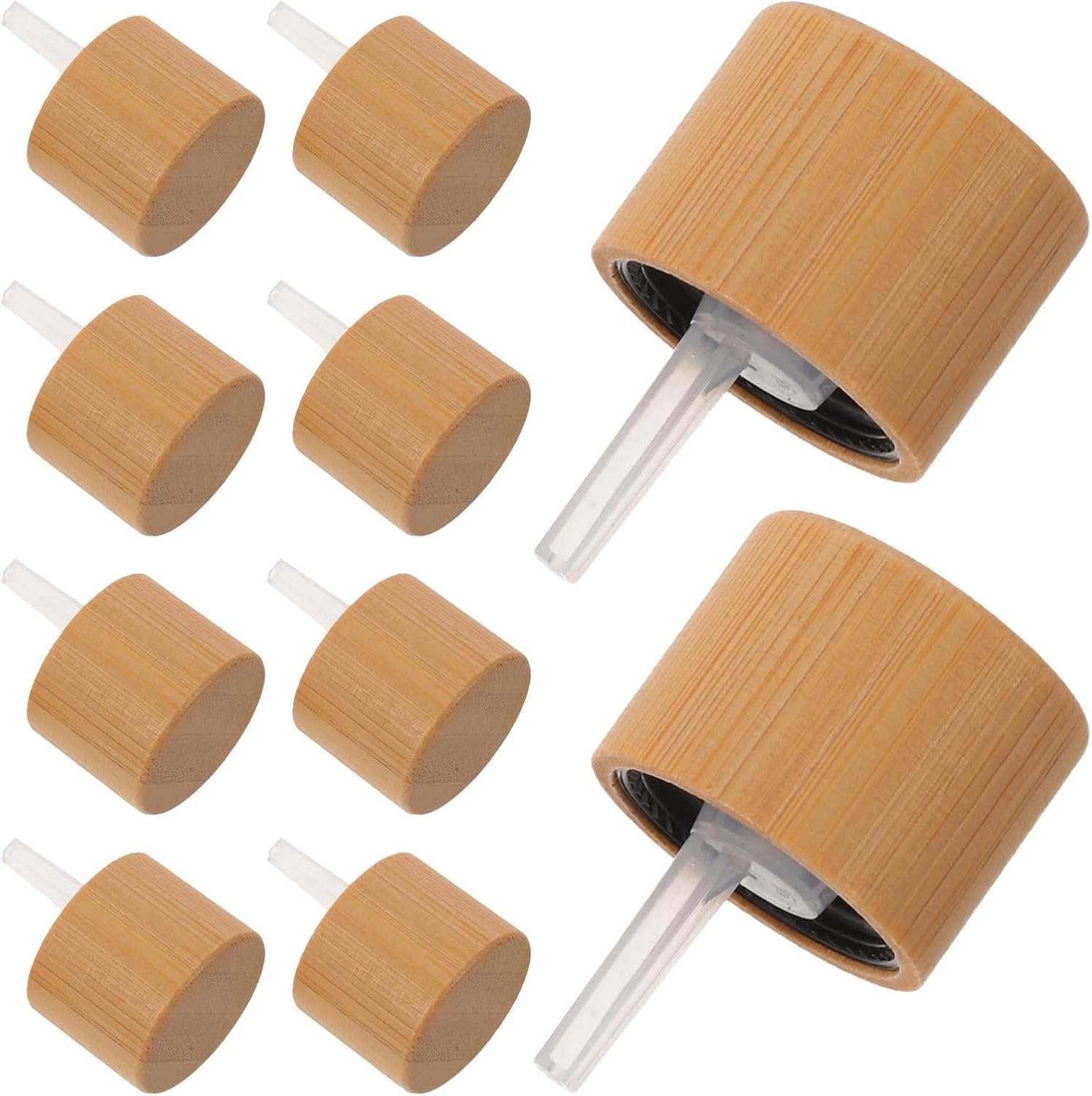 10 Stuks Bamboe Flesdop met Druppelaar Natuurlijke Aromatherapie Sluiting met Lekvrije Precisie Geschikt voor Essentiële Olieflessen
