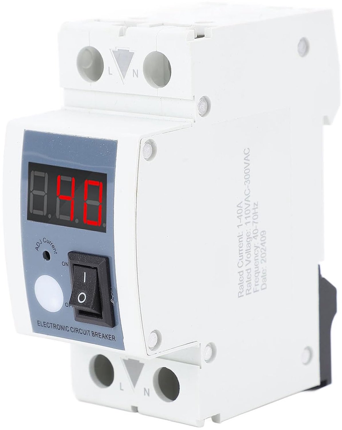 Overstroombeveiliging, 1-40A Zelfherstellende Stroombegrenzer met LCD-scherm, voor 110-300VAC 40-70Hz Bescherming van Elektrische Apparatuur