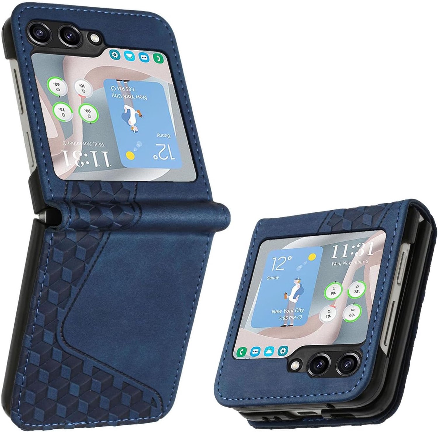 Hoesje voor Samsung Galaxy Z Flip 6, Lederen Portemonnee Telefoonhoesjes met Standaard Magnetic Shockproof Flip Leather Wallet Book Case(Blauw)