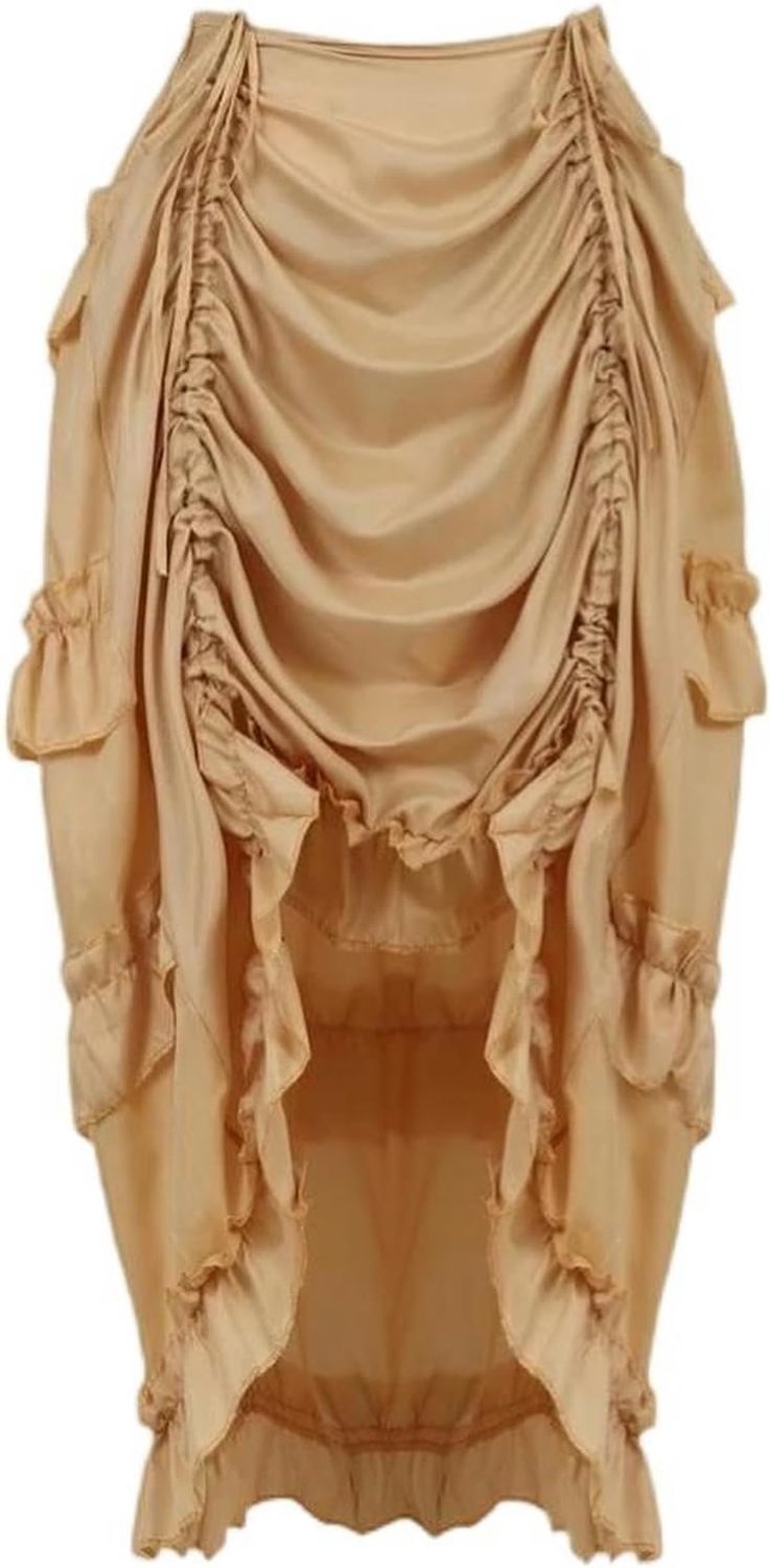 Gothic rok met onregelmatige ruches voor dames, asymmetrische plooirok, dansrokken met hoge en lage snit, Halloween-kostuums in grote maten