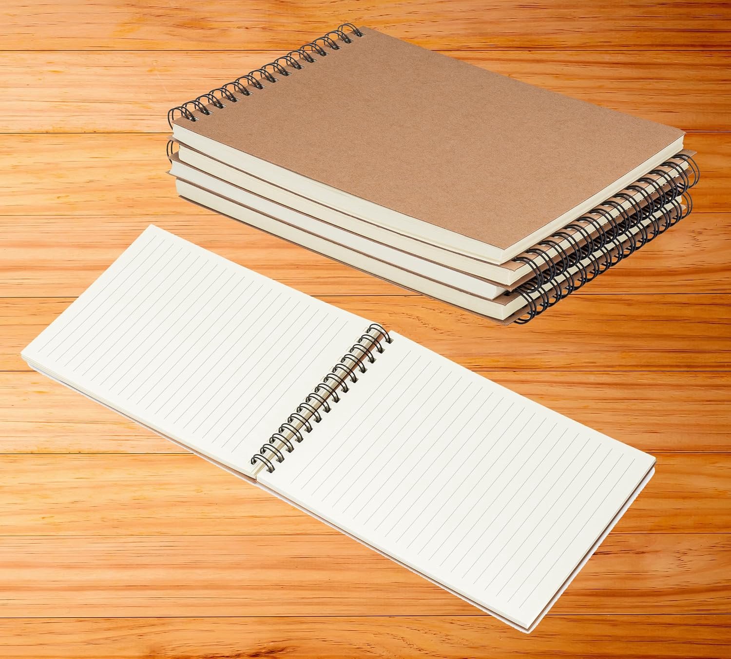 Notepads met Kraft papieren hoezen (5 x 7 Spiral Steno Set van 4)