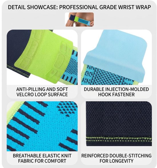 2 stuks polsbandages, verstelbare polssteun, blauw — afbeelding 4