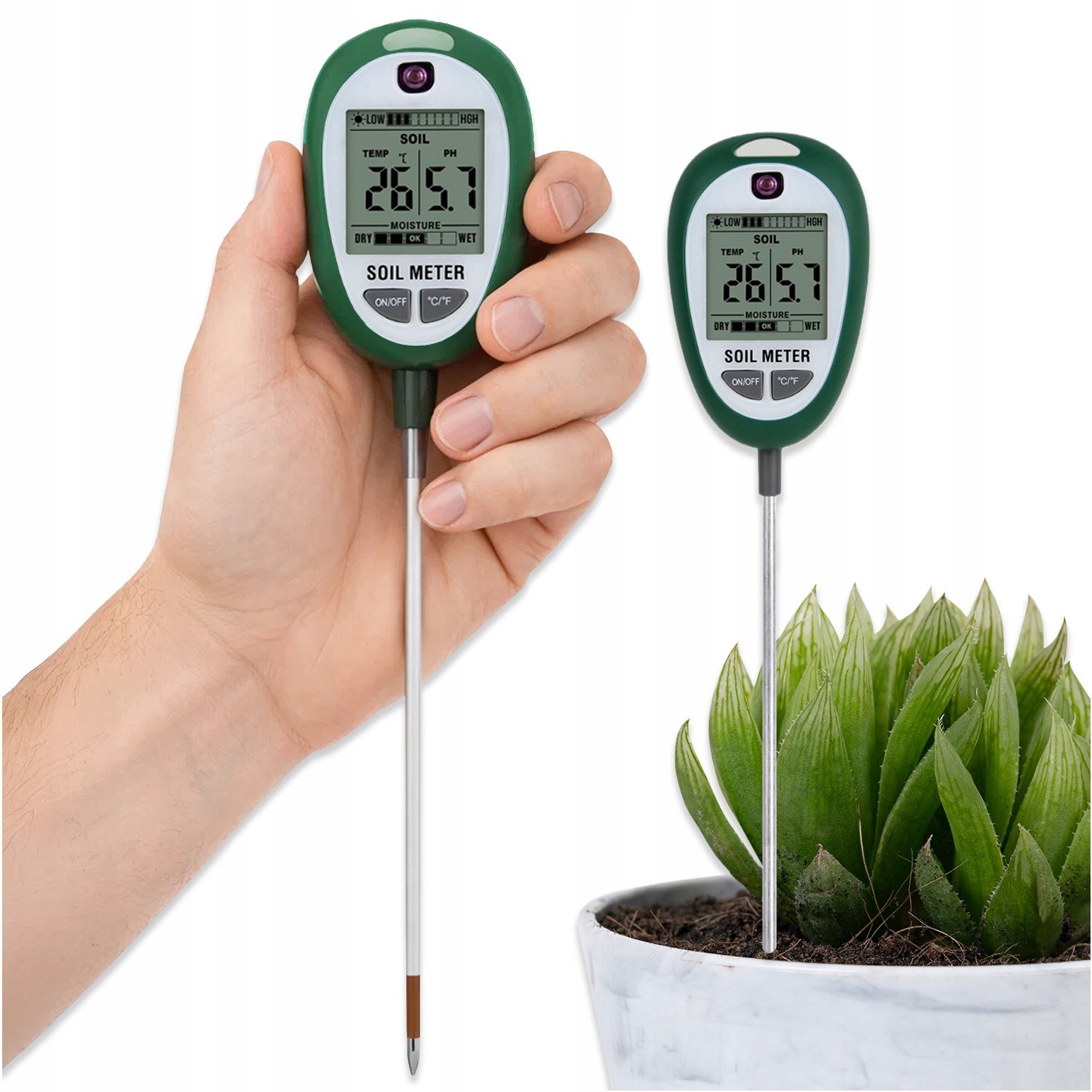 Meelektronica Bodemtester 4-in-1: pH, Vocht, Temperatuur & Licht