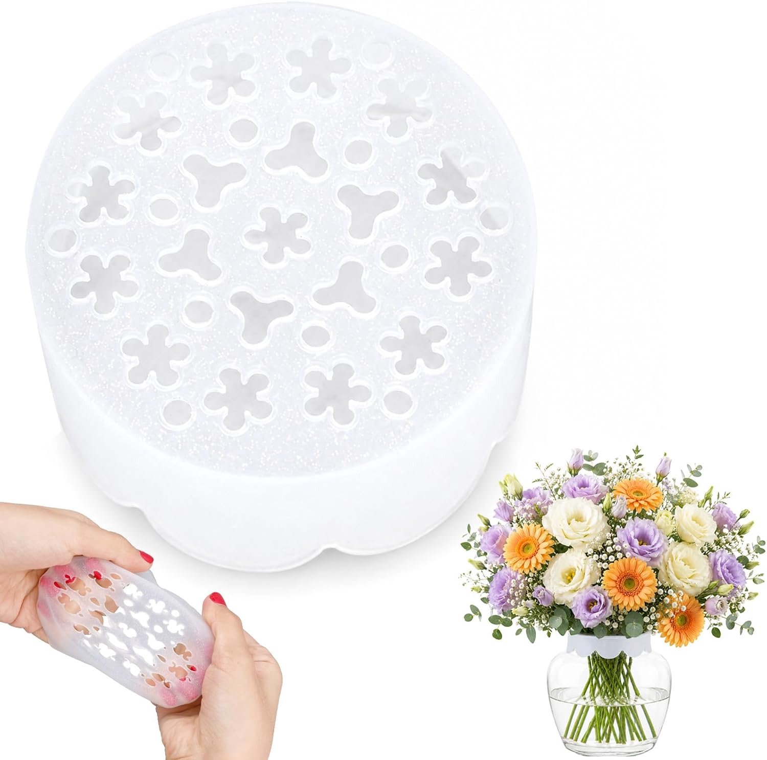 3 Stuks Siliconen Bloemstelenhouders, Flexibele Stelensteunen Bloemenraster Herbruikbare Bloemschikbenodigdheden voor Doe-Het-Zelf Boeketten Accessoires voor Huis- en Bruiloftsdecoratie
