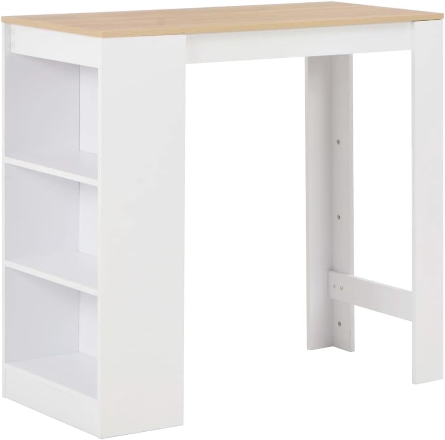 Bartafel met plank, wit, keukentafel, maaltijdtafel voor keuken, 110 x 50 x 103 cm