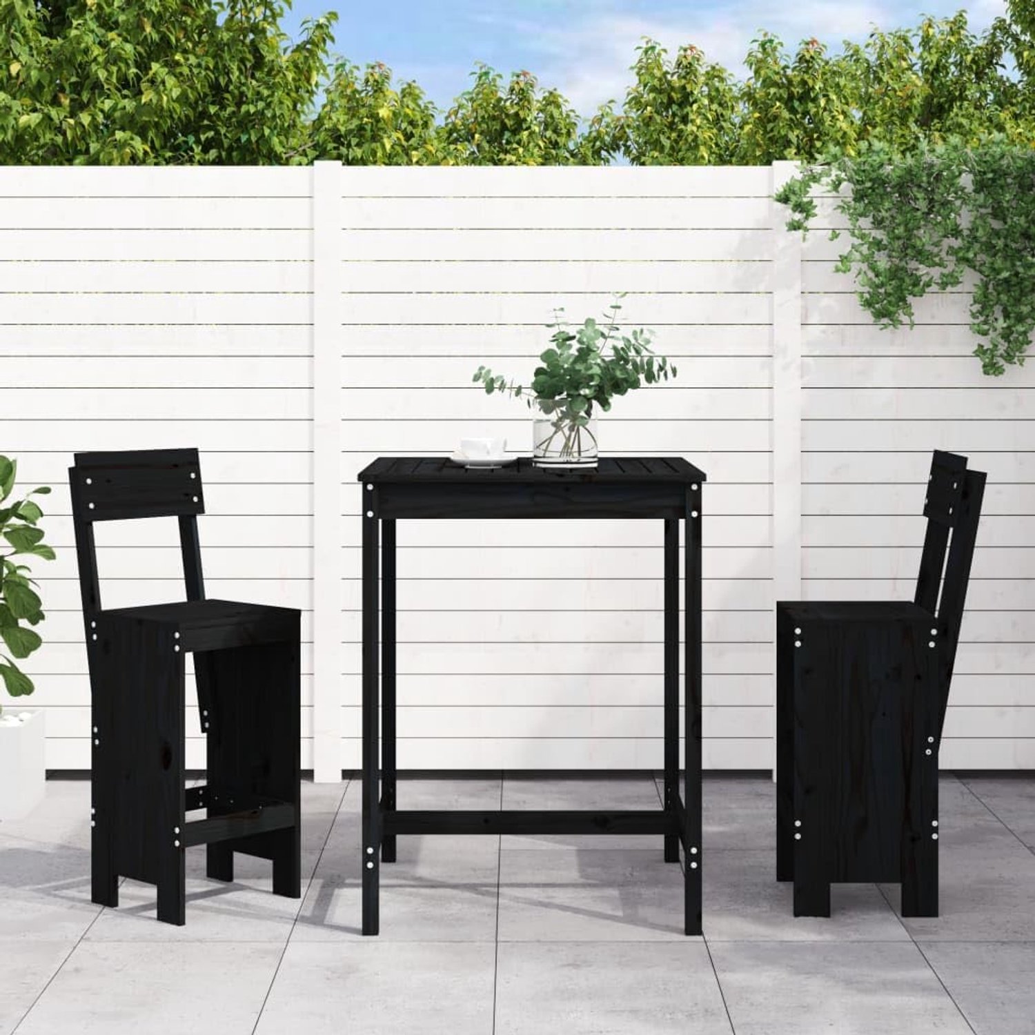 3-delige tuinbarset zwart massief grenen balkonmeubelsets outdoor meubelsets terrasmeubelsets tuinmeubelsets tuinmeubelsets tuinmeubelsets voor terras, tuin, balkon