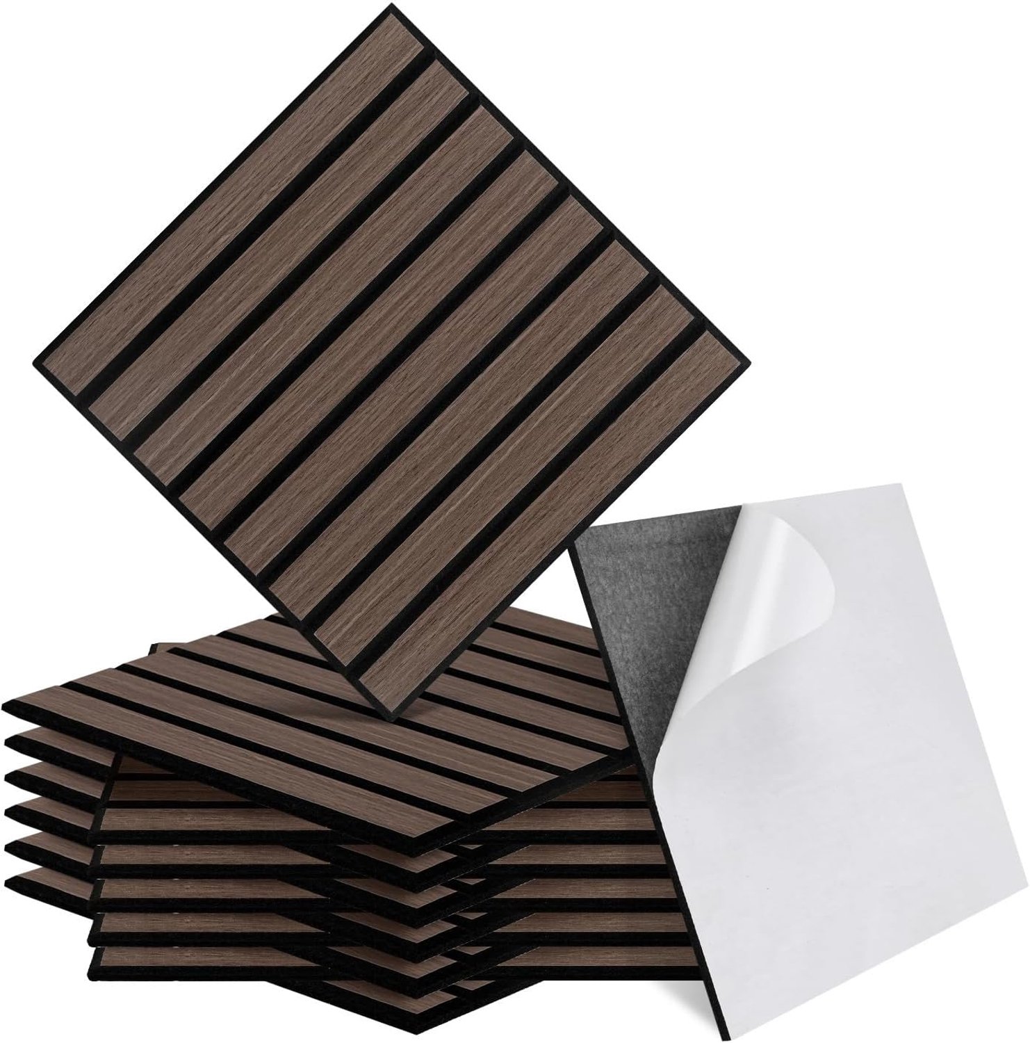 36-delig set akoestische panelen houtlook, zelfklevende wandpanelen, boorvrij & licht gerecycled vilt, wandbekleding als geluidsbescherming & geluidsisolatie, akoestische platen 30x30 cm