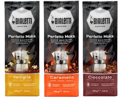 Bialetti Perfetto Moka Nocciola Caramello Cioccolato - Mixverpakking - Gemalen Koffie - 750g (3x250g)