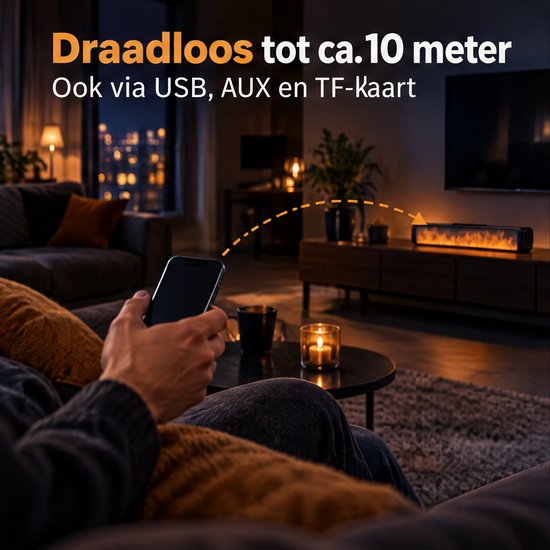 Cheqo® Bluetooth Speaker - Party Speaker - Speaker met Verlichting - Draadloze Speaker - Draagbare Speaker - RGB Speaker - Muziek Box - Bluetooth Soundbar - Oplaadbare Speaker - Speaker met Vlammeneffect - Soundbar voor TV - PC Speaker — afbeelding 5
