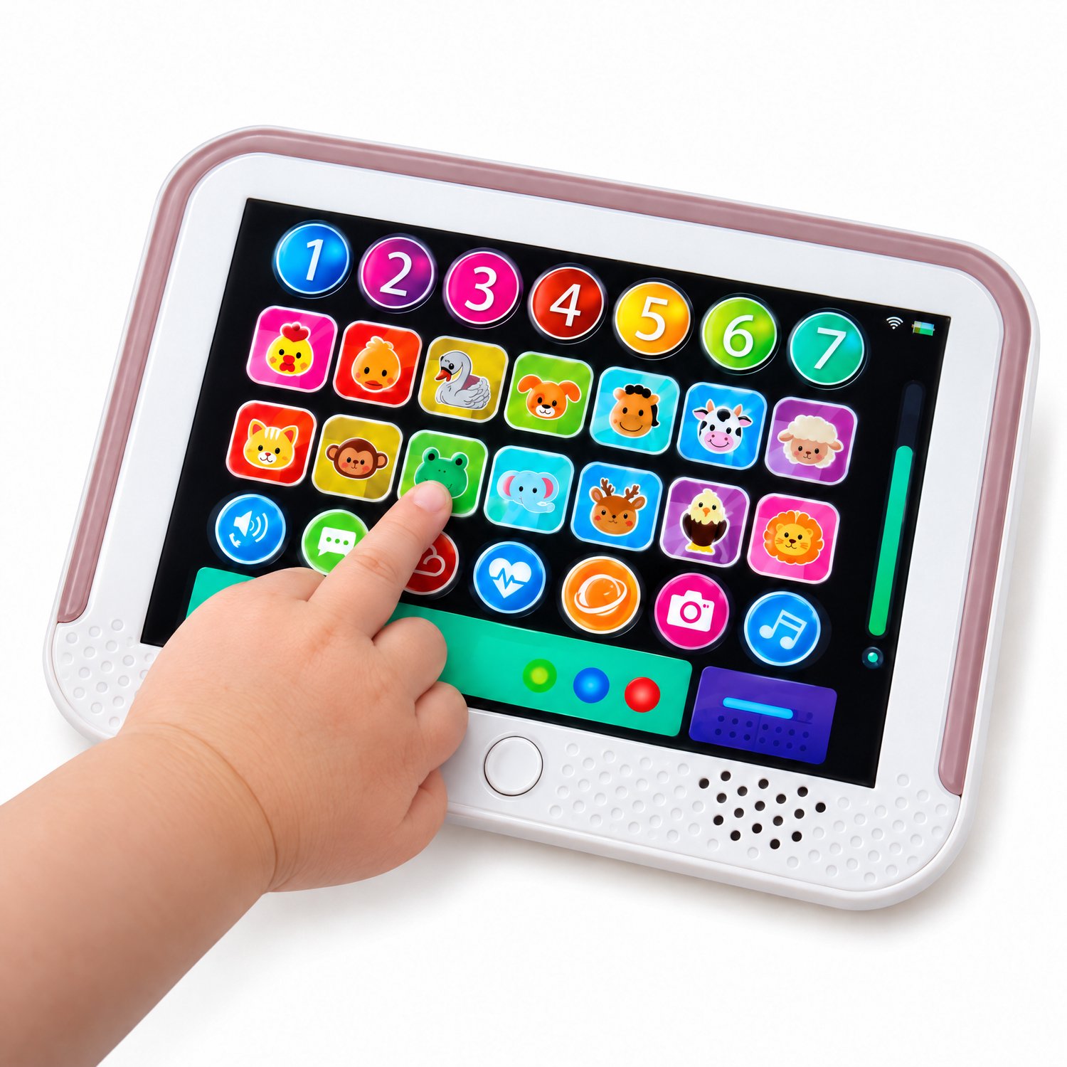 Cheqo® Speelgoedtablet met Dierengeluiden - Kindertablet - Babytablet - Leertablet - Educatief Speelgoed - Interactief Speelgoed - Touchscreen Tablet - Muziek en Licht - Cijfers en Dieren Leren - Babyspeelgoed - Peuters Vanaf 18 Maanden