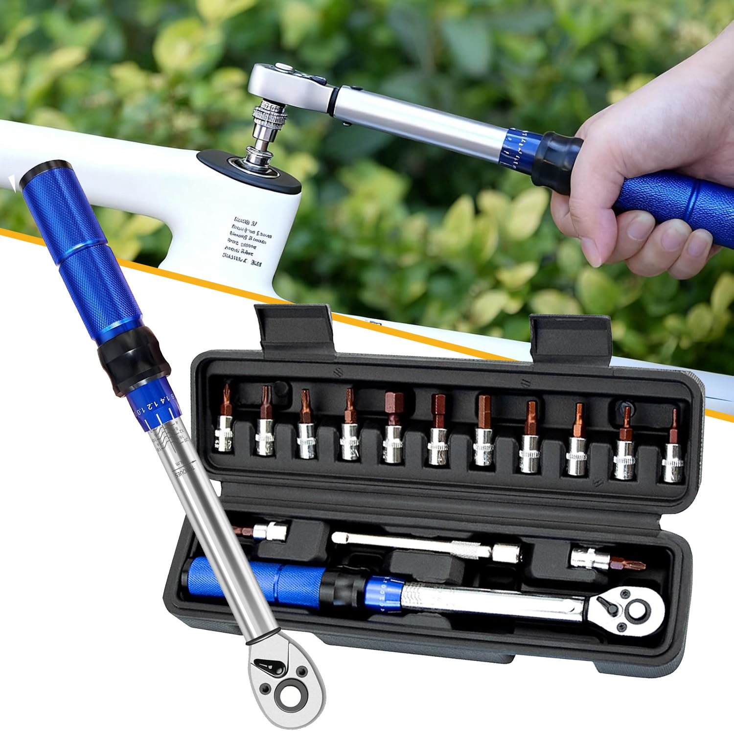 15-Delige Momentsleutelset Voor Fietsen - 1/4" 2-24 Nm Tweerichtingswerking - Met Verlengstuk Van 100mm Zeskant- Torx- En Kruiskopbits