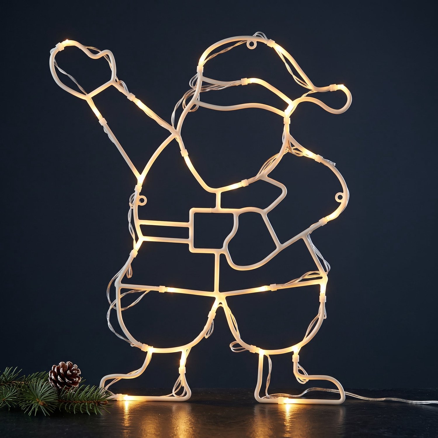 Cheqo® LED Kerstfiguur Assorti met Kerstlampjes - Raamdecoratie Kerst met Zuignap - Kerstverlichting op Batterijen - Raamverlichting Warm Wit - Kerstversiering voor Binnen - Sfeerverlichting - Kerst Silhouet - Feestverlichting